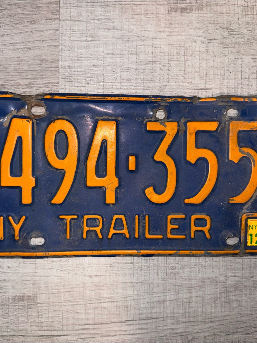 1966 67 68 69 70 71 72 w/73 Reg NY TRAILER New York License Plate Tag 494-355